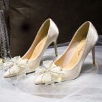 Beige Butterfly Pointed Stiletto High Heels For Women Elegant 2inch Bridal Wedding Shoes Closed - jahvio
