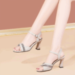 Korean sandals with heels for women elegant block heels 2 inches sexy sandals green formal - view 6 | JAHVIO