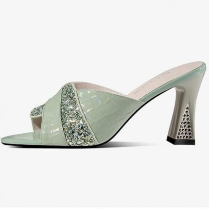 korean white sandals for women with 2 inch Wedding Party High Heels Bridal - view 2 | JAHVIO