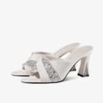 korean white sandals for women with 2 inch Wedding Party High Heels Bridal - view 8 | JAHVIO