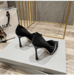 Korean Black Shoes For Women With 3 inch Formal Elegant Rhinestone Heels Wedding - view 13 | JAHVIO