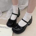 Korean school shoes for women with heels black 2inch Mary Jane Shoes Premium Soft Leather - view 13 | JAHVIO
