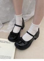 Korean school shoes for women with heels black 2inch Mary Jane Shoes Premium Soft Leather - view 7 | JAHVIO