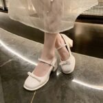 Red Mary Jane Shoes High Heels Glossy Leather Korean School Shoes For Women With Block Heels - view 6 | JAHVIO