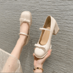 Red Mary Jane Shoes High Heels Glossy Leather Korean School Shoes For Women With Block Heels - view 8 | JAHVIO