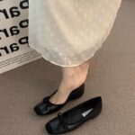 Fashion Women Flat Shoes Square Toe Bow Simple Comfortable All-match Single Shoe - view 6 | JAHVIO