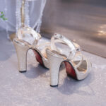 Melissa Platform Sandals For Women With Heels Silver 4inch Korean Style Elegant Pageant Heels - view 7 | JAHVIO