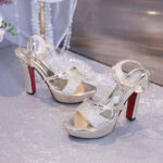 Melissa Platform Sandals For Women With Heels Silver 4inch Korean Style Elegant Pageant Heels - view 8 | JAHVIO