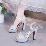 Melissa Platform Sandals For Women With Heels Silver 4inch Korean Style Elegant Pageant Heels - view 12 | JAHVIO