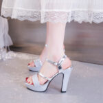 Melissa Platform Sandals For Women With Heels Silver 4inch Korean Style Elegant Pageant Heels - view 13 | JAHVIO