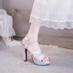 Melissa Platform Sandals For Women With Heels Silver 4inch Korean Style Elegant Pageant Heels - view 14 | JAHVIO