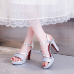 Melissa Platform Sandals For Women With Heels Silver 4inch Korean Style Elegant Pageant Heels - view 16 | JAHVIO