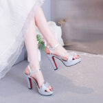 Melissa Platform Sandals For Women With Heels Silver 4inch Korean Style Elegant Pageant Heels - view 17 | JAHVIO