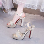 Melissa Platform Sandals For Women With Heels Silver 4inch Korean Style Elegant Pageant Heels - view 20 | JAHVIO