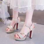 Melissa Platform Sandals For Women With Heels Silver 4inch Korean Style Elegant Pageant Heels - view 22 | JAHVIO