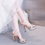 Melissa Platform Sandals For Women With Heels Silver 4inch Korean Style Elegant Pageant Heels - view 23 | JAHVIO