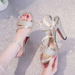 Melissa Platform Sandals For Women With Heels Silver 4inch Korean Style Elegant Pageant Heels - view 27 | JAHVIO