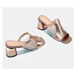 Mesh Shoes For Women With 2inch Block Heel Korean Gold & PeepToe Breathable Minimalist Comfort Daily - view 2 | JAHVIO