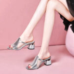 Mesh Shoes For Women With 2inch Block Heel Korean Gold & PeepToe Breathable Minimalist Comfort Daily - view 15 | JAHVIO