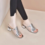 Mesh Shoes For Women With 2inch Block Heel Korean Gold & PeepToe Breathable Minimalist Comfort Daily - view 20 | JAHVIO