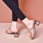 Mesh Shoes For Women With 2inch Block Heel Korean Gold & PeepToe Breathable Minimalist Comfort Daily - view 6 | JAHVIO